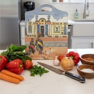 NWT Handpainted & Signed South African Art Colorful Melamine Cutting Board